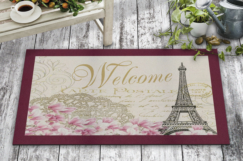 Covor intrare TOUR EIFFEL, 45x70 cm, forma dreptunghiulara, pasla/PVC, multicolor