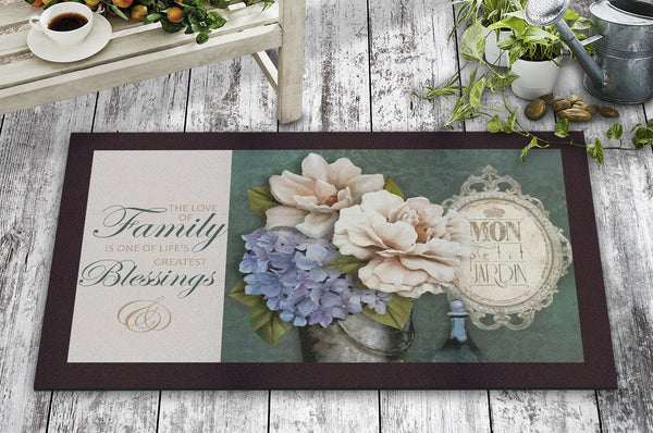 Covor intrare  FAMILY BLESSINGS, 45x70 cm, forma dreptunghiulara, pasla/PVC, multicolor