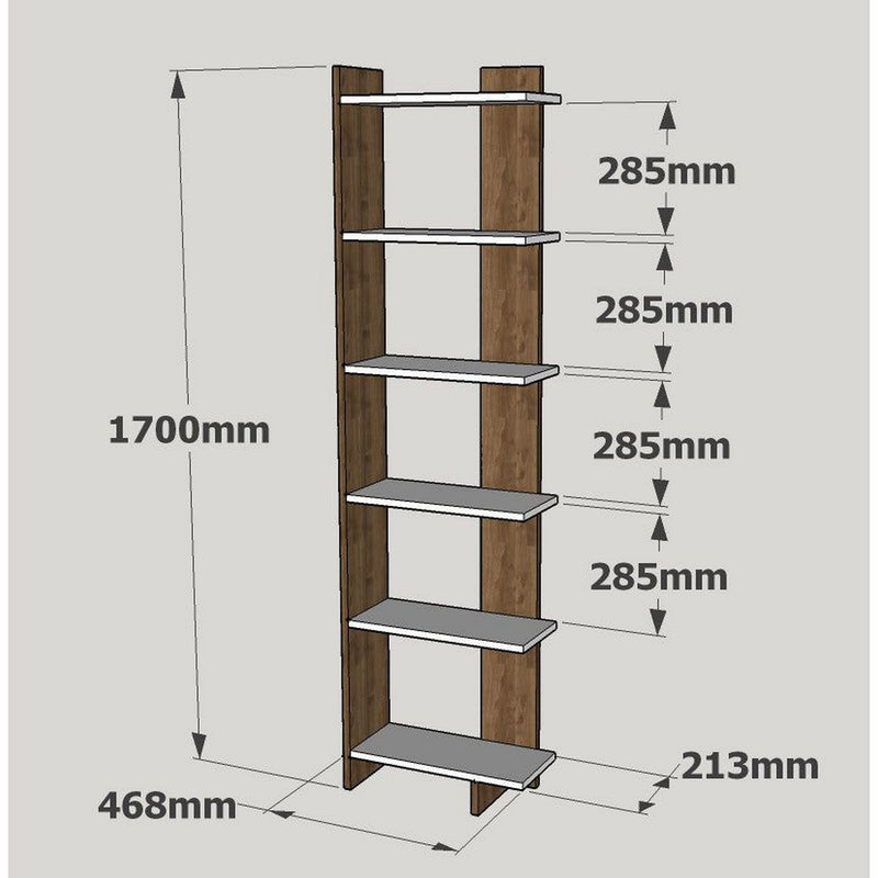 Biblioteca Order, alb/nuc, PAL melaminat, 47x21x170 cm