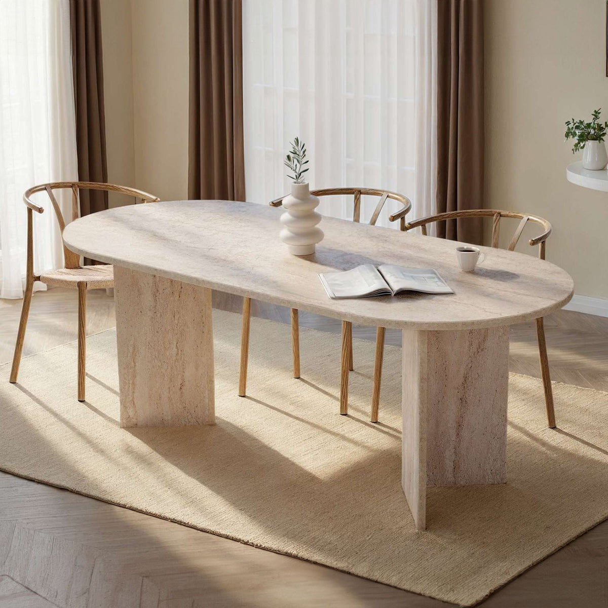 Masă dining, Sabella - Travertine, Travertin