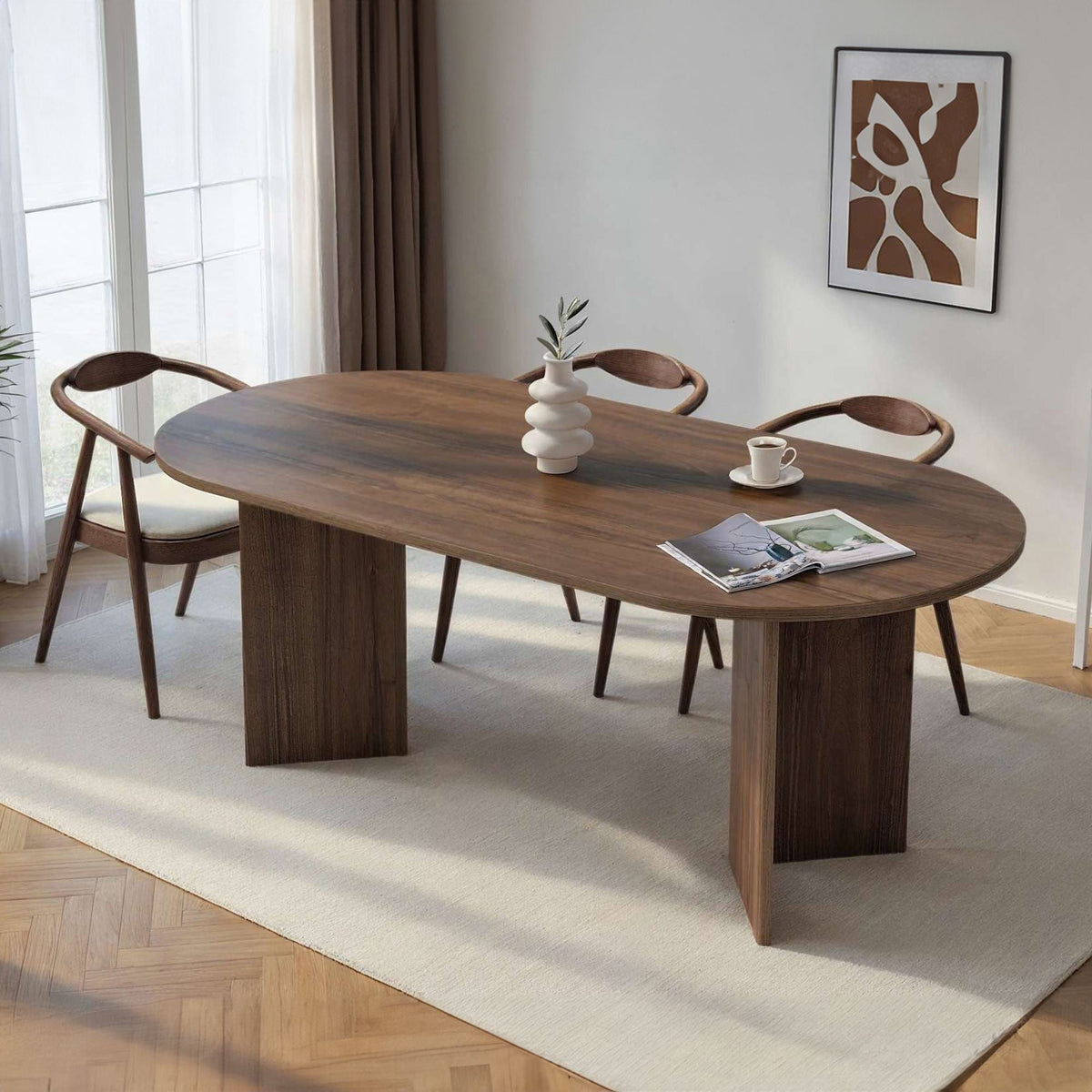 Masă dining, Sabella - Venezia Walnut, Nuc Veneția