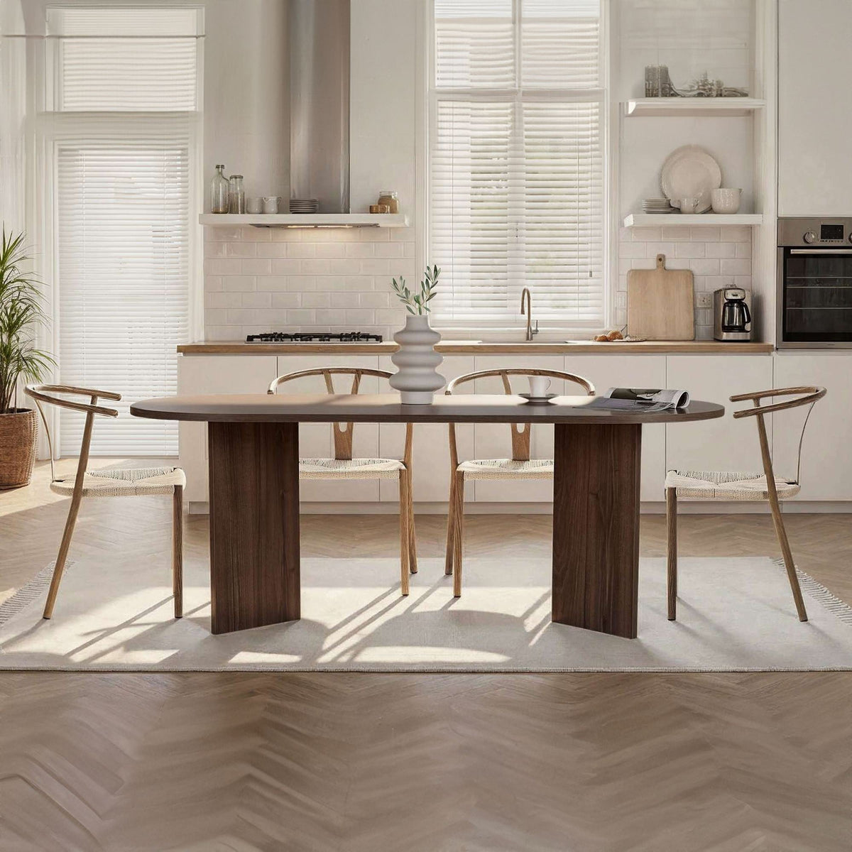Masă dining, Sabella - Venezia Walnut, Nuc Veneția
