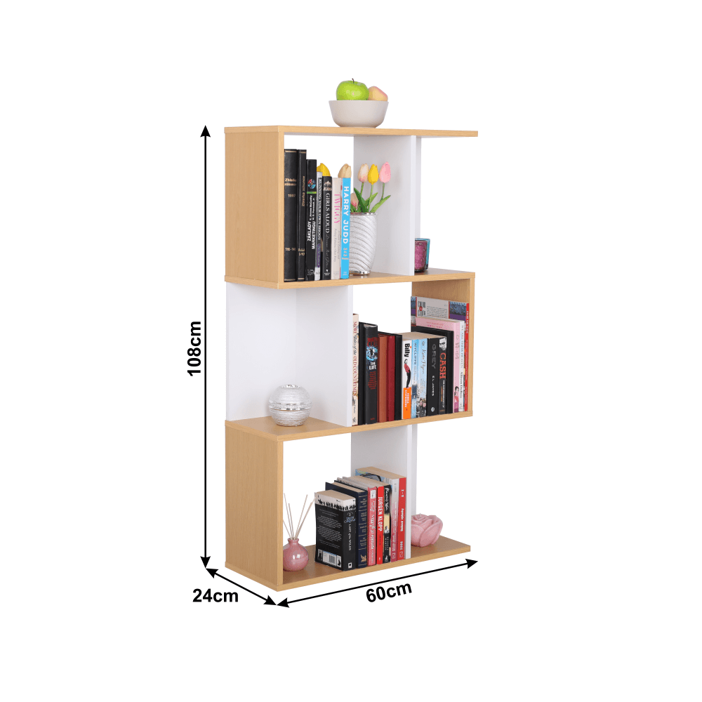 Etajera ERDEM NEW TYP 1, stejar natural/alb, DTD, 60x24x108 cm