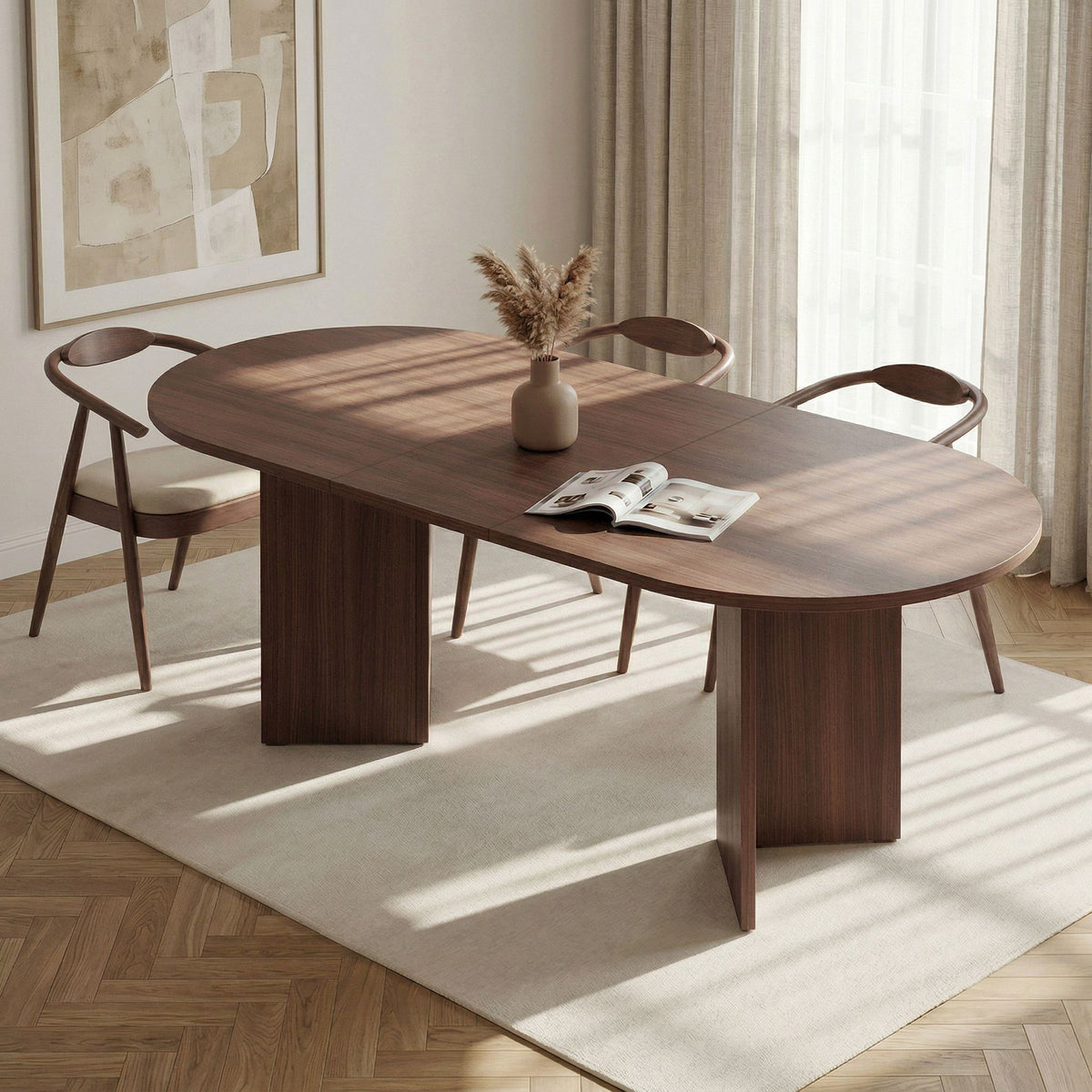 Masă dining extensibilă, Sorell - Milano Walnut, Nuc Milano