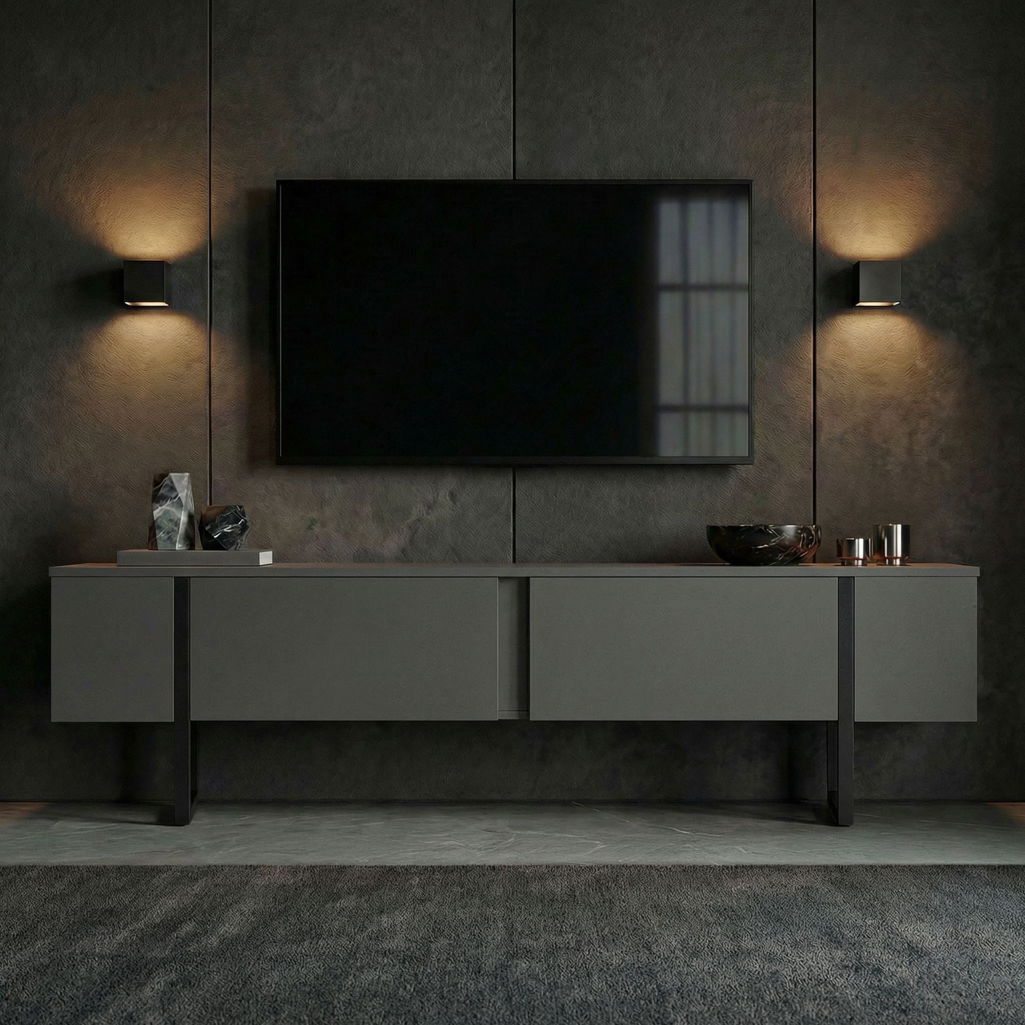 Comodă TV, Onera - Anthracite, Black, Antracit / Negru