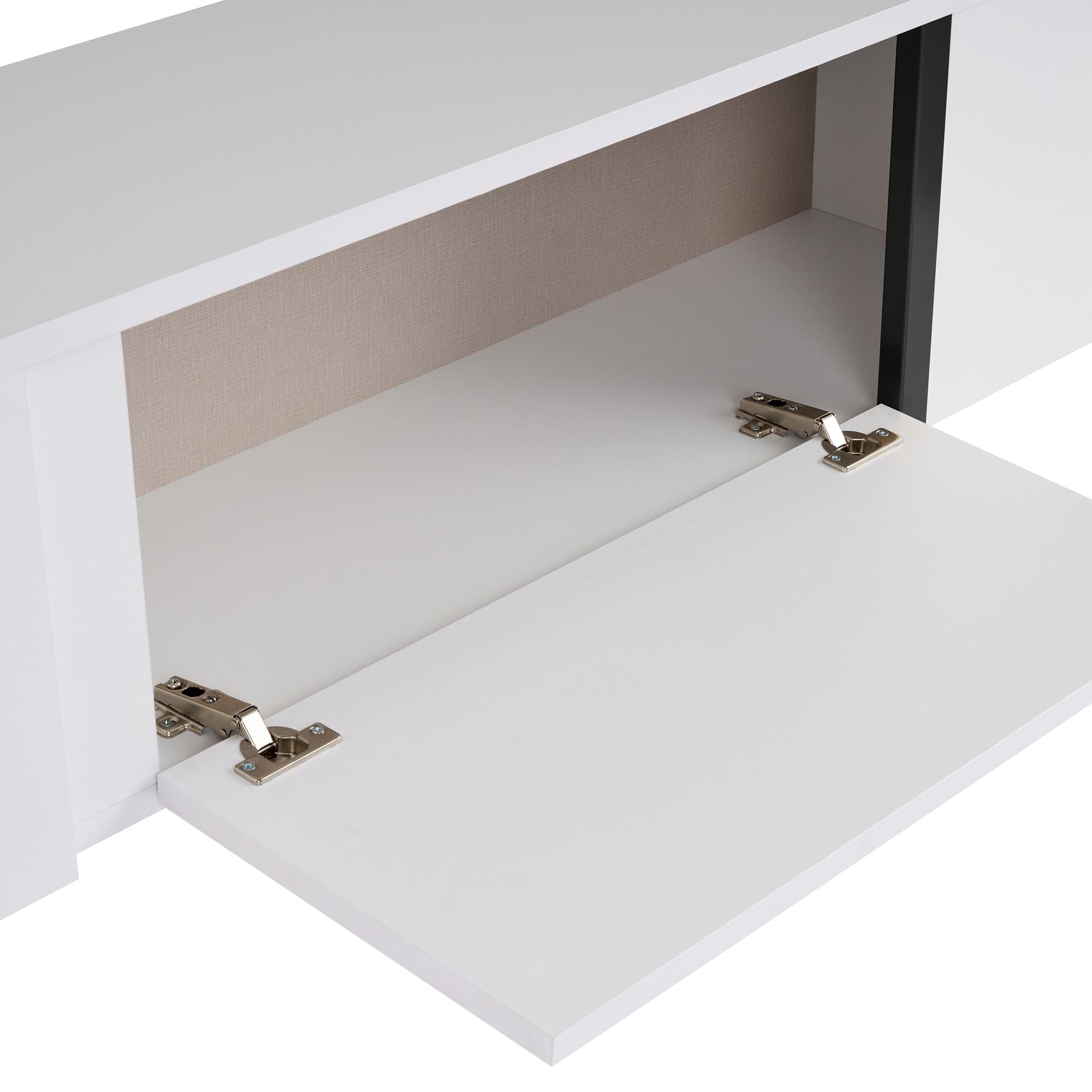 Comodă TV, Onera - White, Black, Alb / Negru