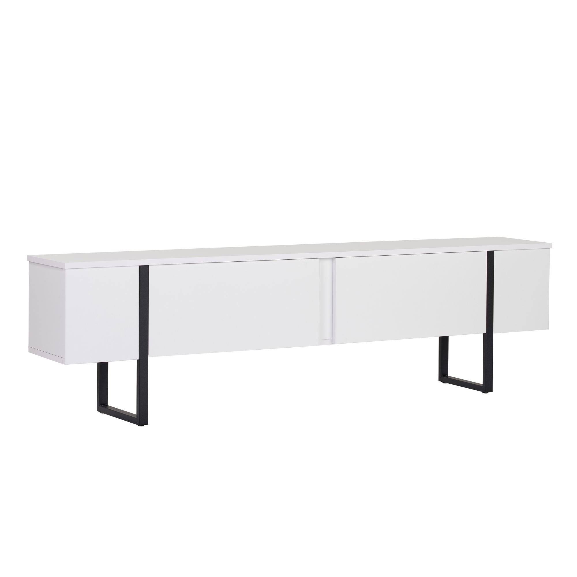 Comodă TV, Onera - White, Black, Alb / Negru