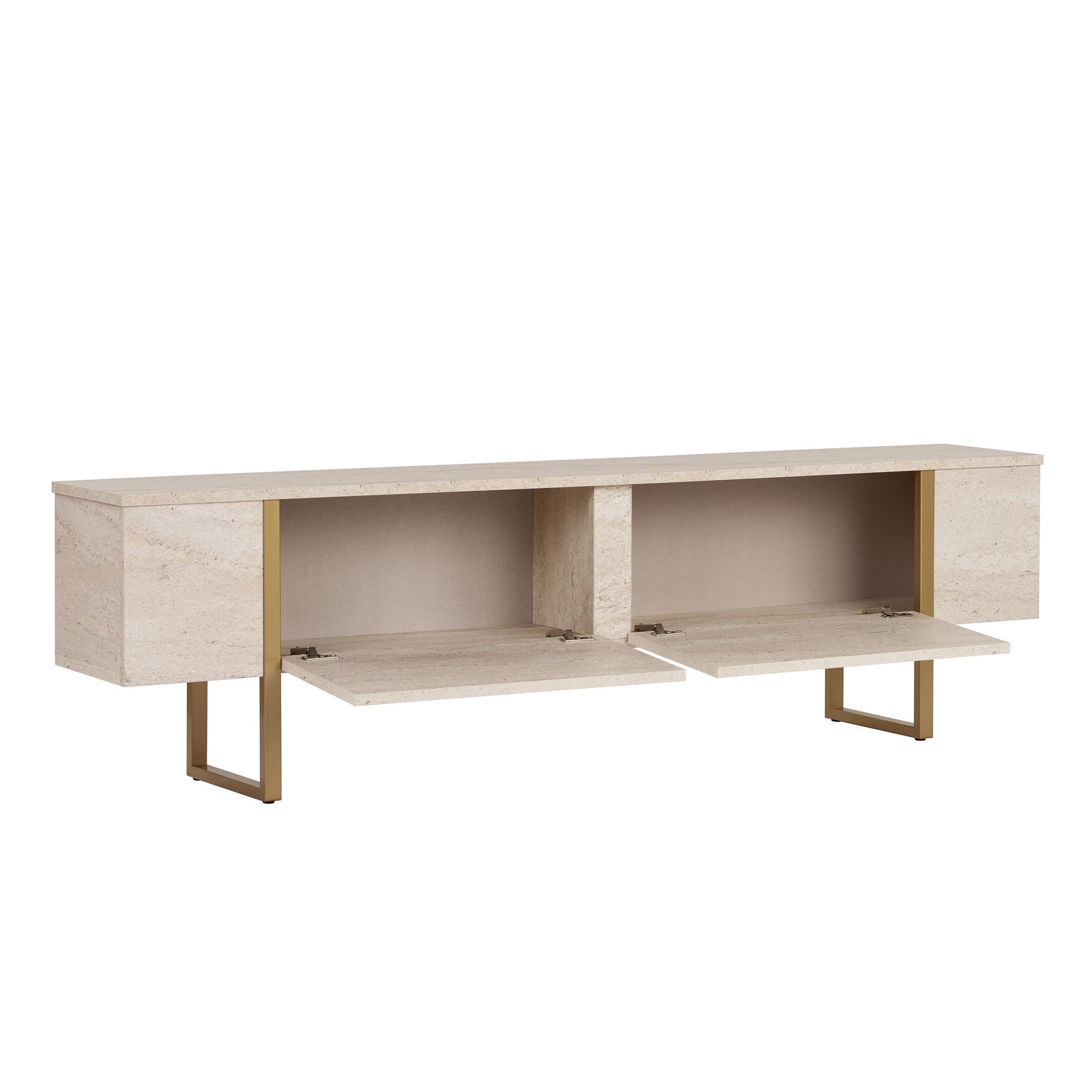 Comodă TV, Onera - Travertine, Gold, Travertin / Auriu