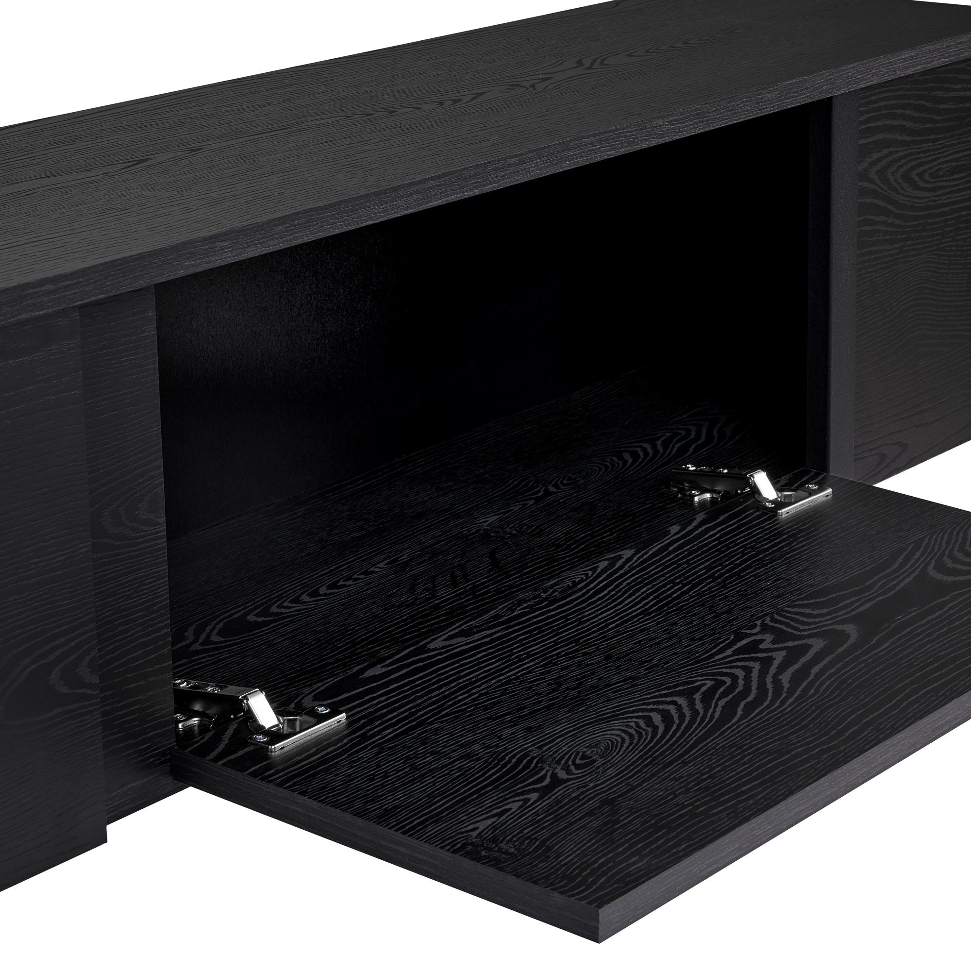 Comodă TV, Onera - Wood Black, Black, Lemn Negru / Negru