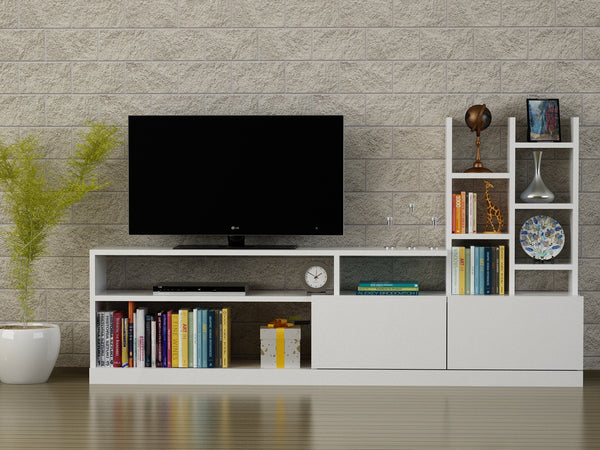 Comoda TV DOLUNAY, alb, PAL, 164.4x25x91.3 cm