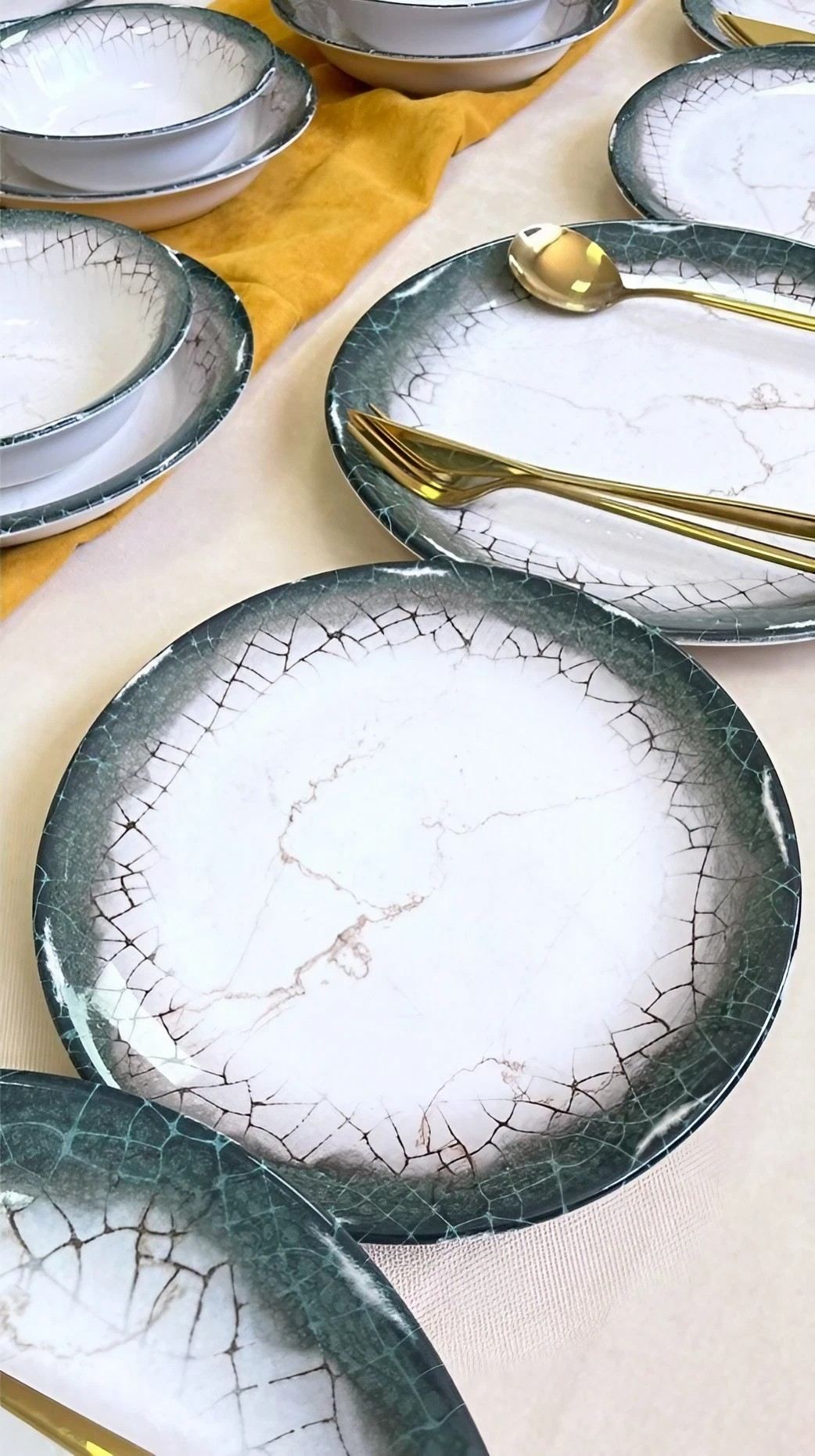 Set veselă (24 piese), Albertus 24YT - White, Anthracite, Alb / Antracit