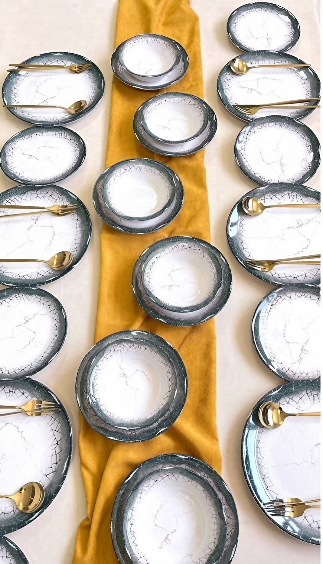 Set veselă (24 piese), Albertus 24YT - White, Anthracite, Alb / Antracit