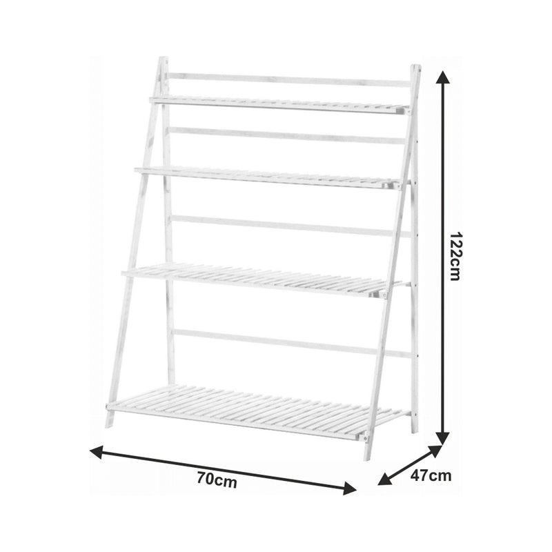 Etajera NEPEL TYP 2, alb, bambus, 70x47x122 cm