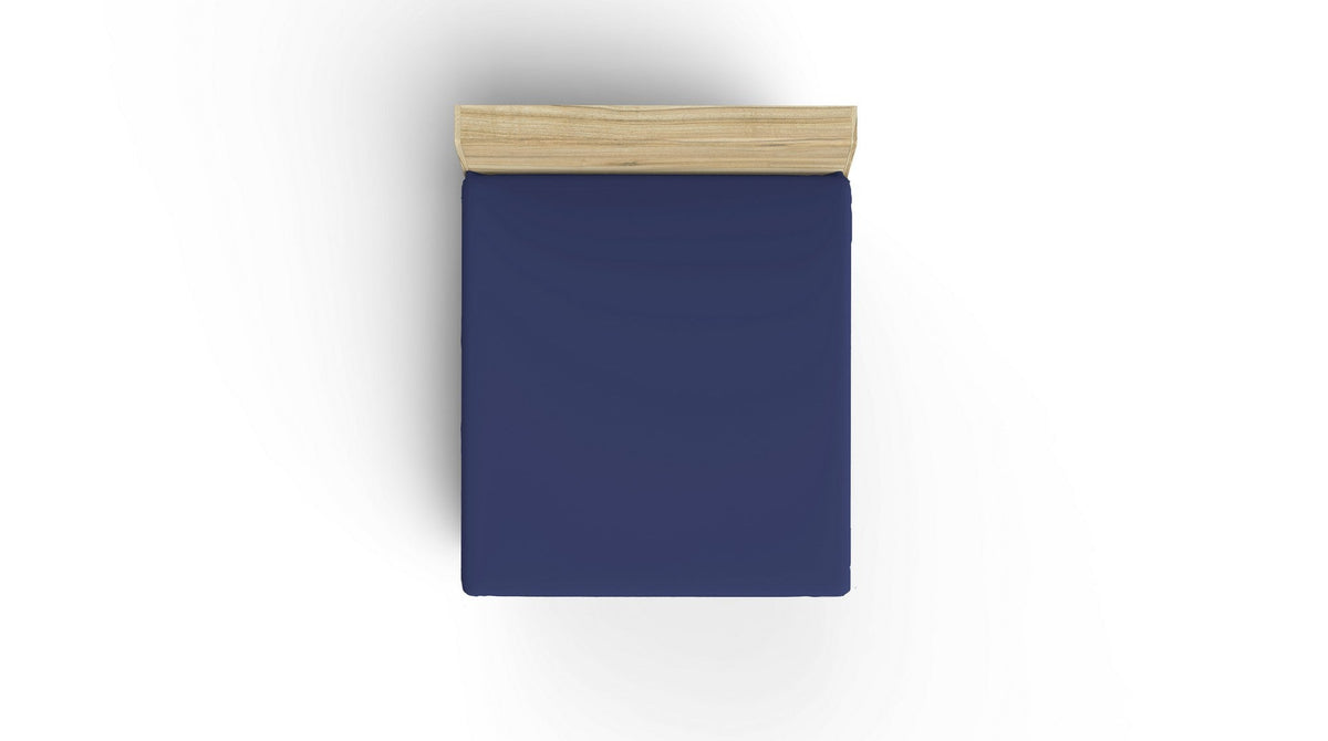 Cearșaf pat single cu elastic ranforce, Sax Blue, Albastru Sax
