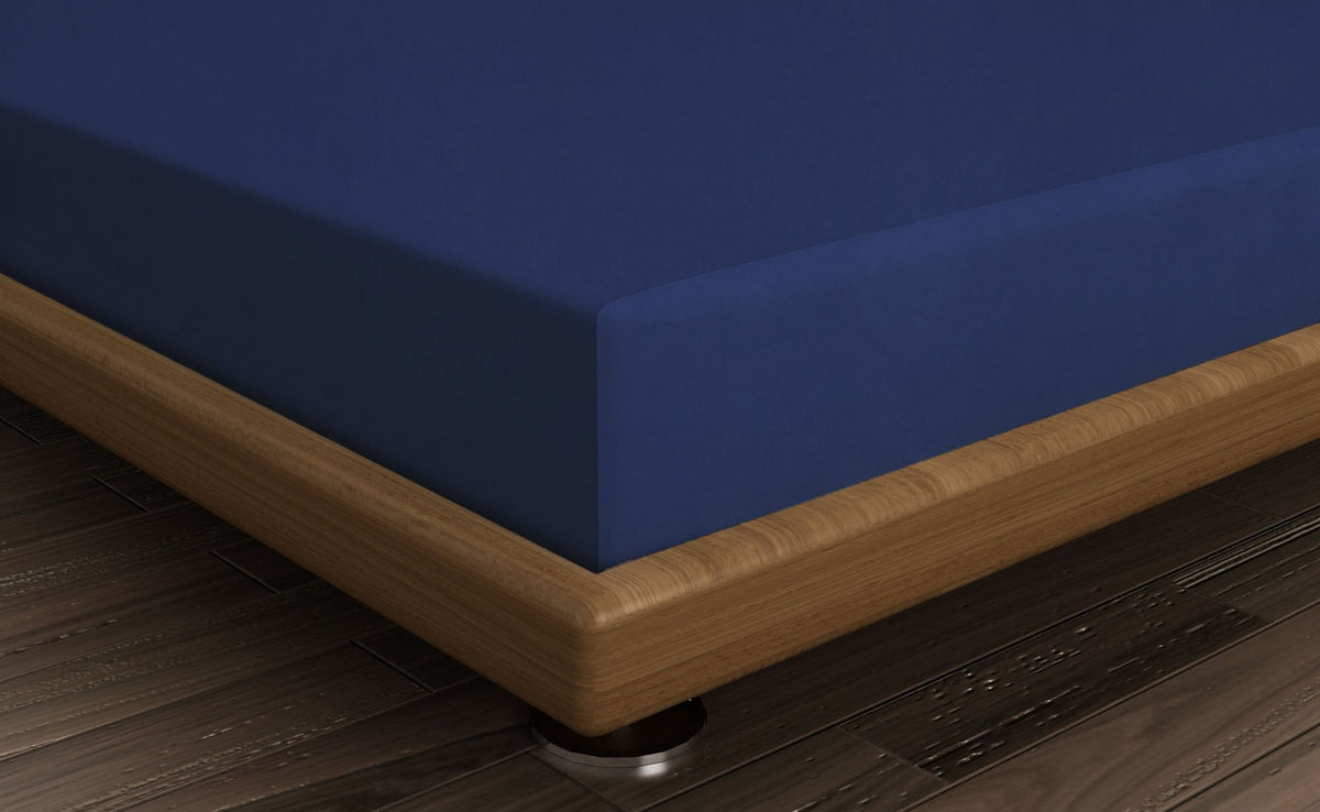 Cearșaf pat single cu elastic ranforce, Sax Blue, Albastru Sax