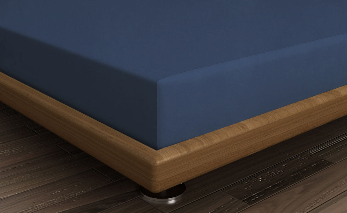 Cearșaf pat single cu elastic ranforce, Dark Blue, Albastru închis