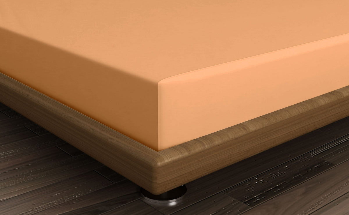 Cearșaf pat single cu elastic ranforce, Pale Orange, Portocaliu pal