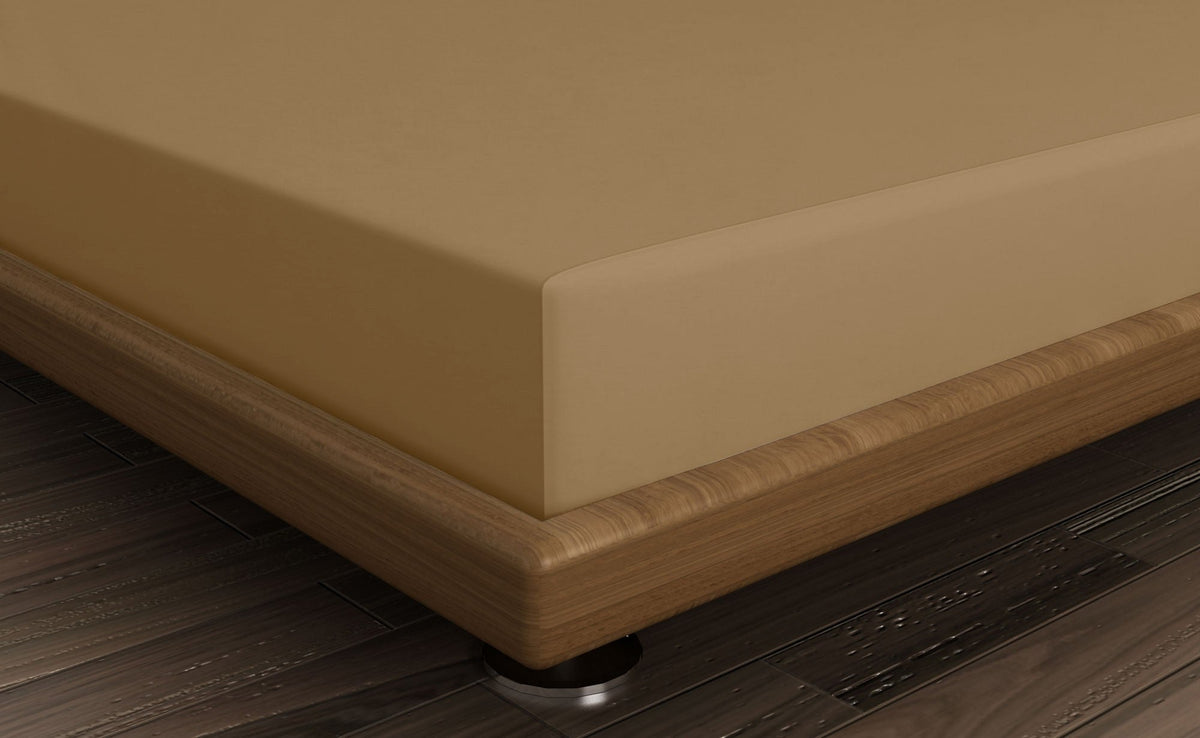 Cearșaf pat dublu cu elastic ranforce, Light Brown, Maro deschis