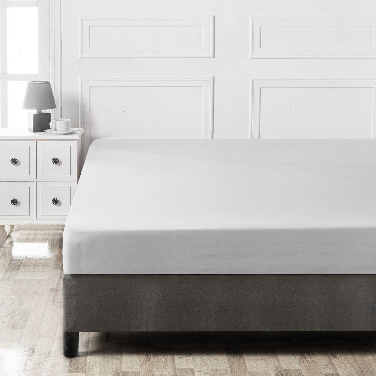 Cearșaf pat king cu elastic ranforce, Grey, Gri