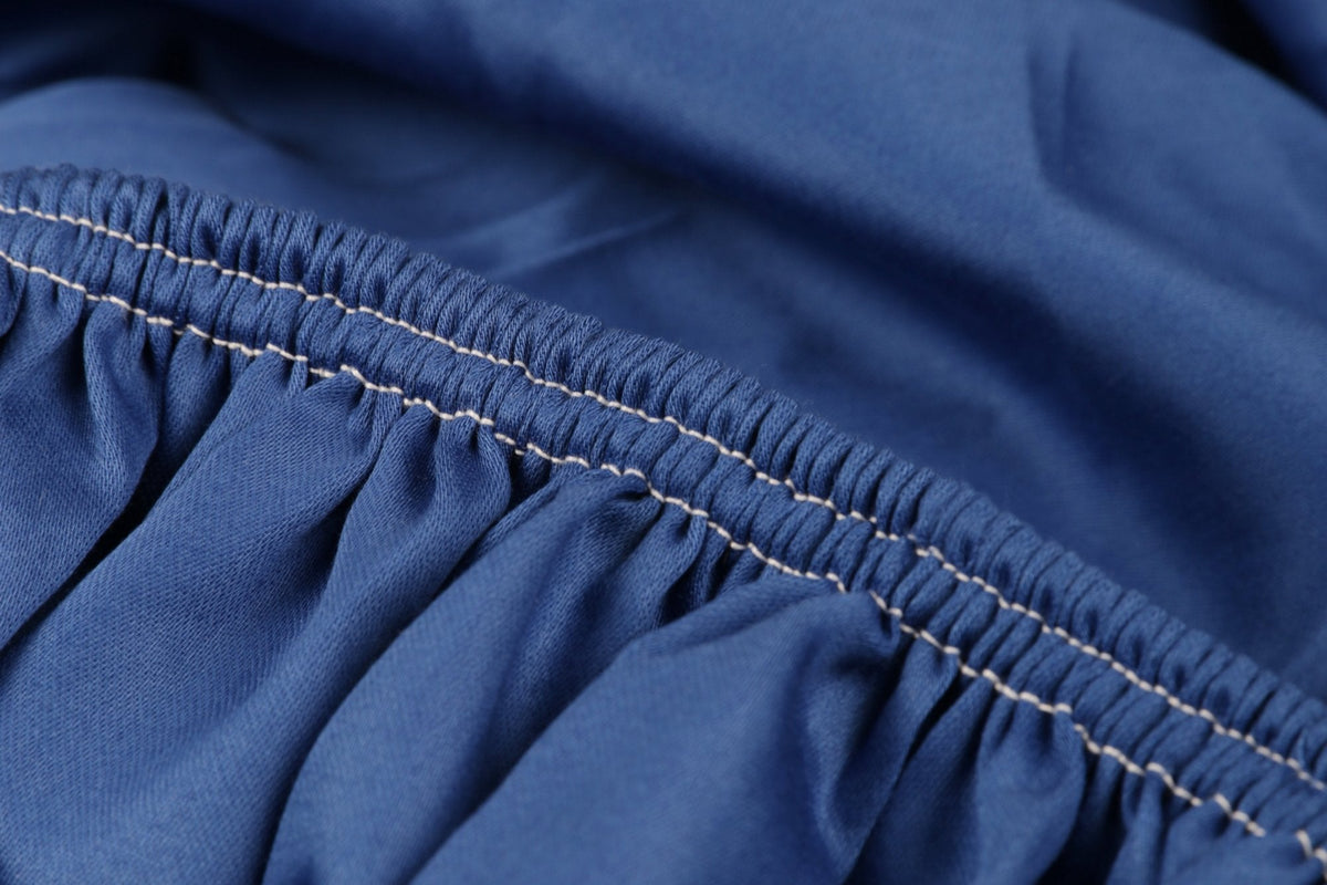 Cearșaf satin pat super king cu elastic, De Dark Blue, Albastru închis