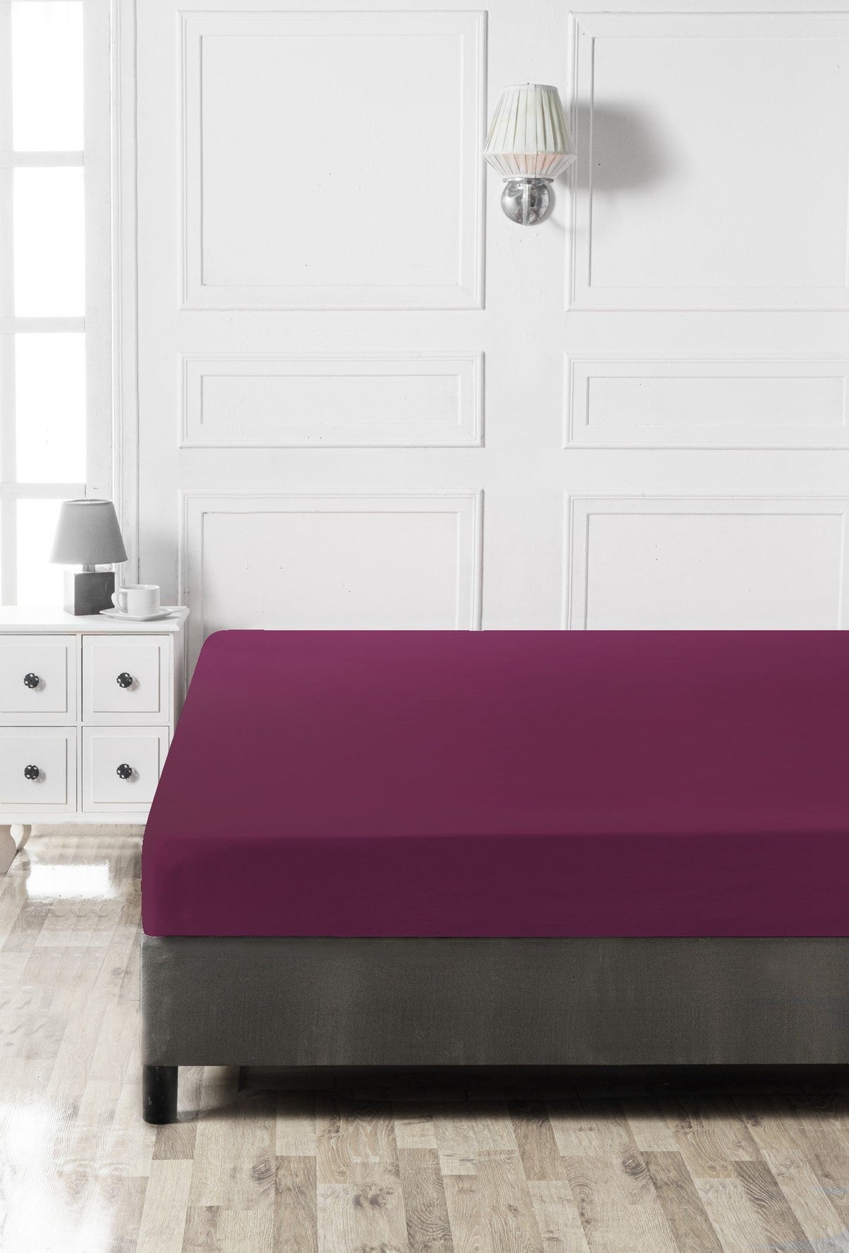 Cearșaf pat super king cu elastic ranforce, Purple, Mov