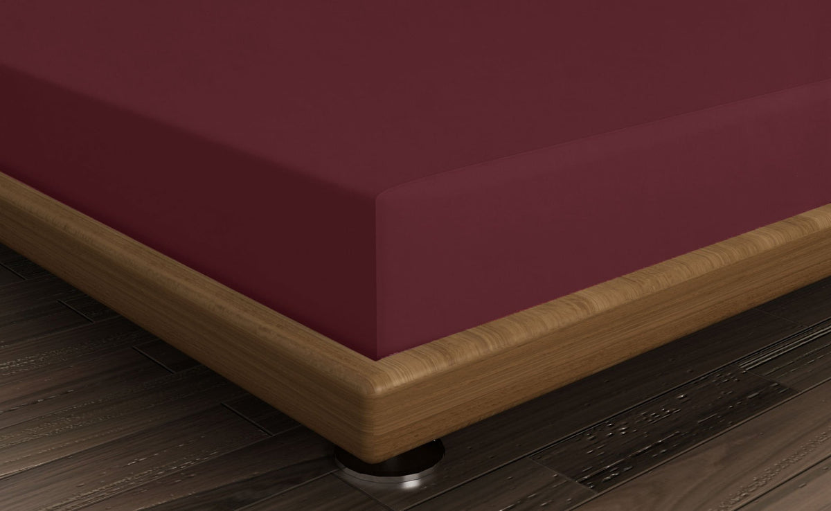 Cearșaf pat super king cu elastic ranforce, Maroon, Vișiniu