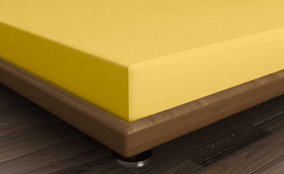 Cearșaf pat super king cu elastic ranforce, Dark Yellow, Galben închis