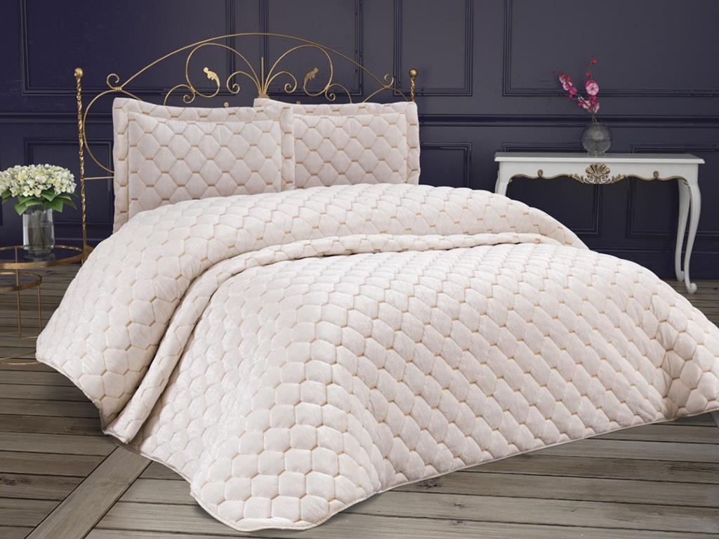Set cuvertură pat dublu, Lima - Cream, Crem
