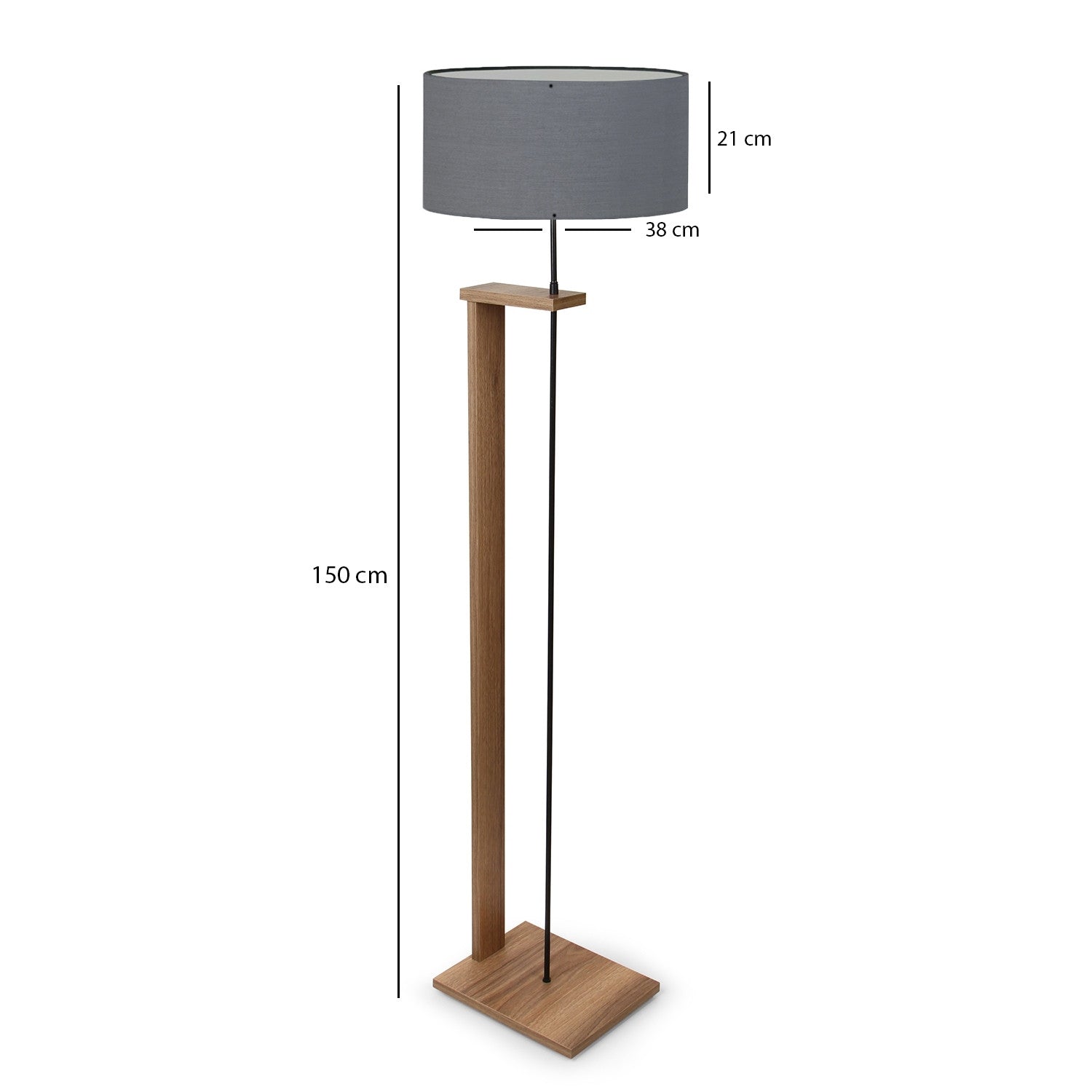 Lampadar AYD-3132, gri inchis/stejar inchis, lemn/textil, 38x150 cm
