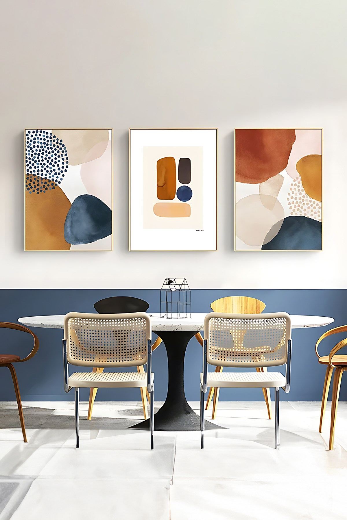 Tablou decorativ MDF cu ramă (3 piese), Artsycllct2, Multicolor