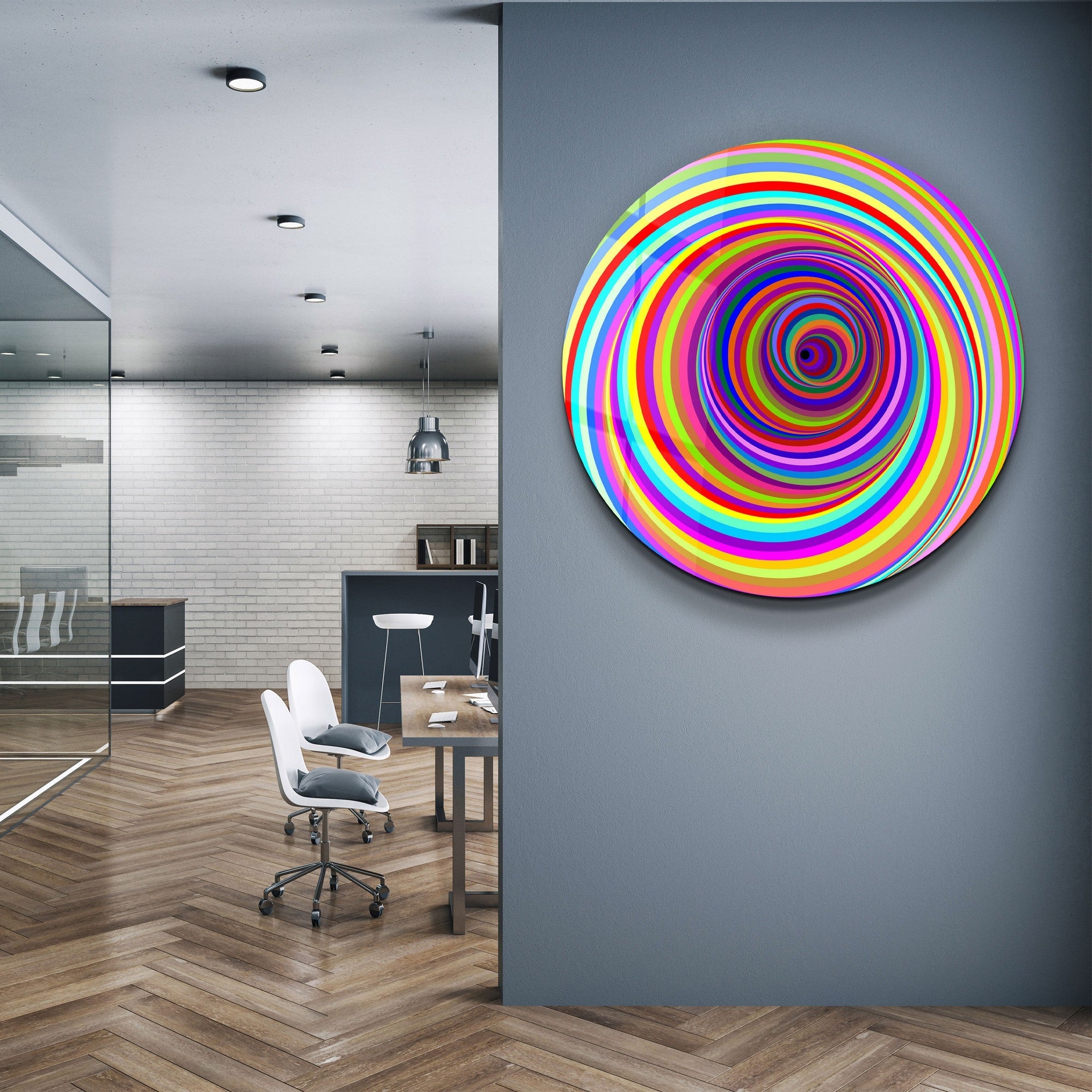 Tablou decorativ din sticlă securizată, SKR-9062 - (80 x 80), Multicolor