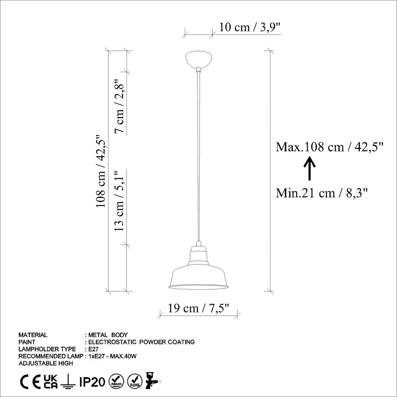 Lustra 795LMG1214, metal, 19x21-108 cm