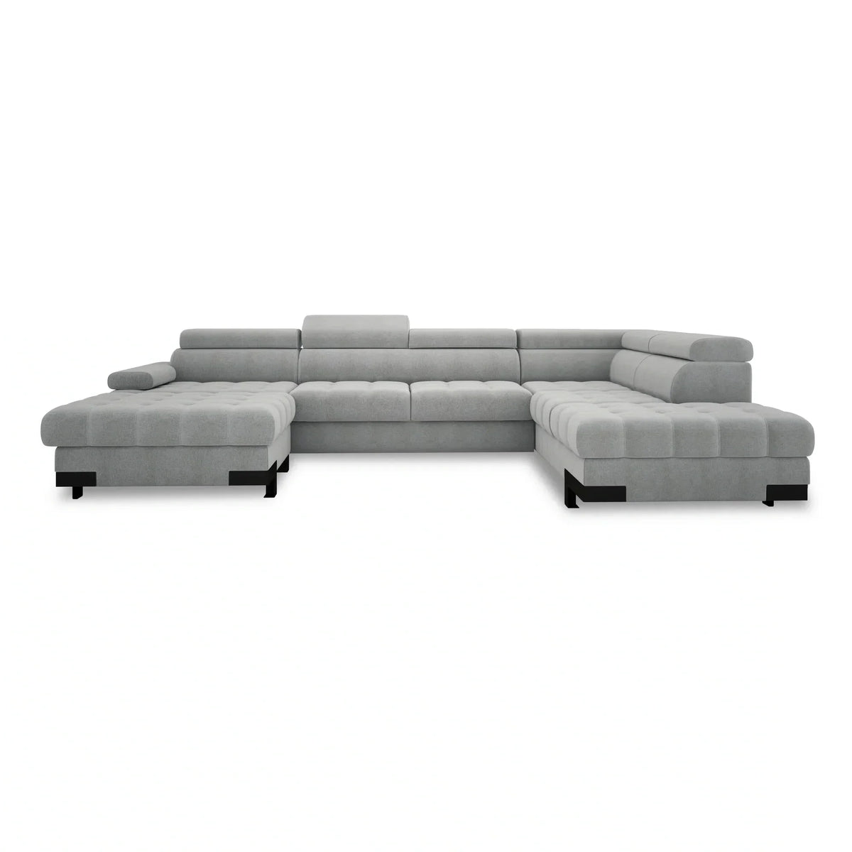 Coltar extensibil cu lada SELVA XL, sezlong dreapta, stofa catifelata verde inchis - Element 12, Gama Premium, cu tetiere reglabile, 339x223x95 cm
