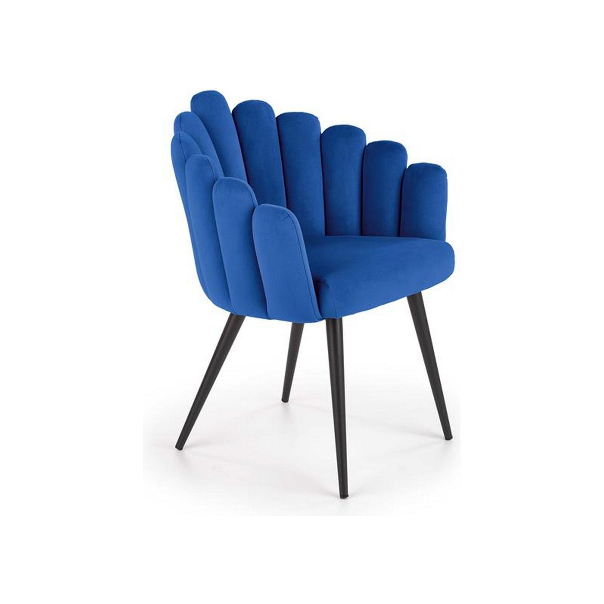 Scaun K410, albastru/negru, stofa catifelata/otel, 65x62x85 cm