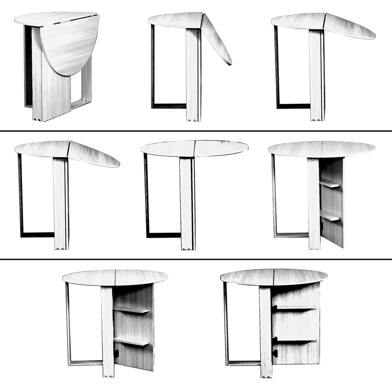 Masa plianta MIDDLE, alb, PAL melaminat, 90x45x77 cm