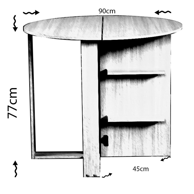 Masa plianta MIDDLE, alb, PAL melaminat, 90x45x77 cm