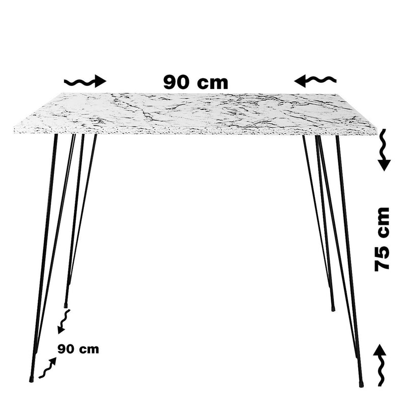 Masa 801CMY2936, alb/negru, PAL melaminat/metal, 90x90x75 cm