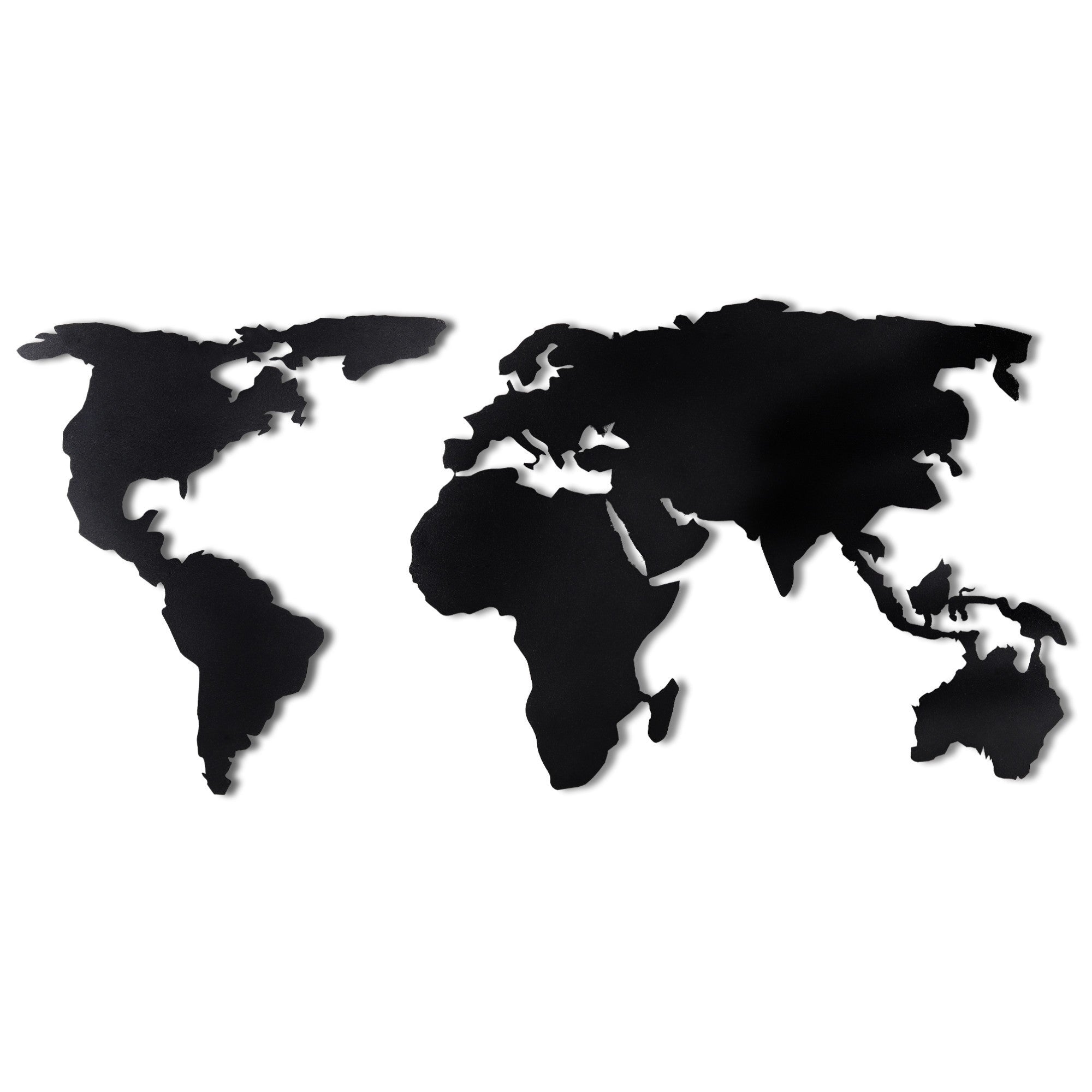 Accesoriu decorativ metalic de perete, World Map Silhouette, Negru