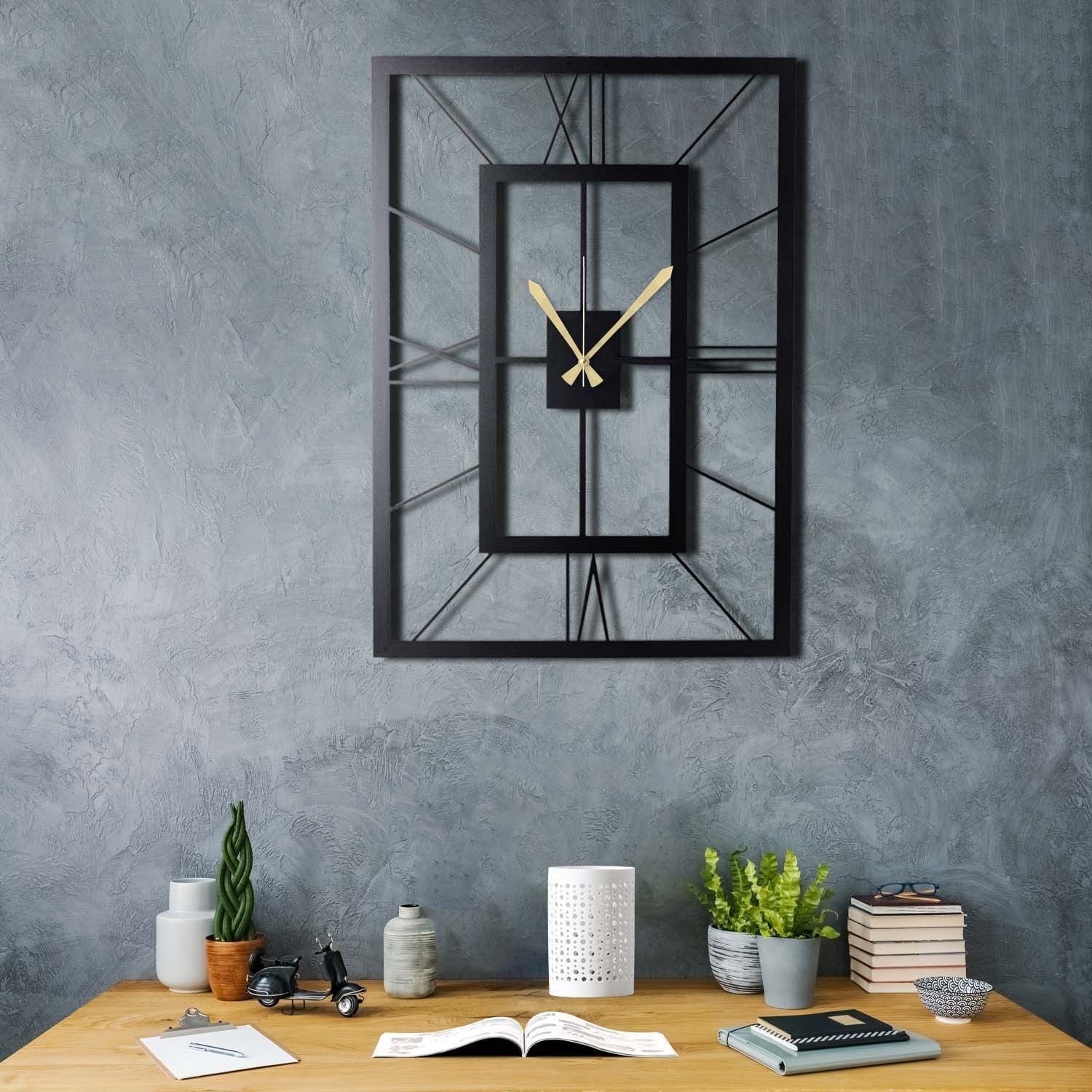 Ceas decorativ metalic de perete, November XL, Negru