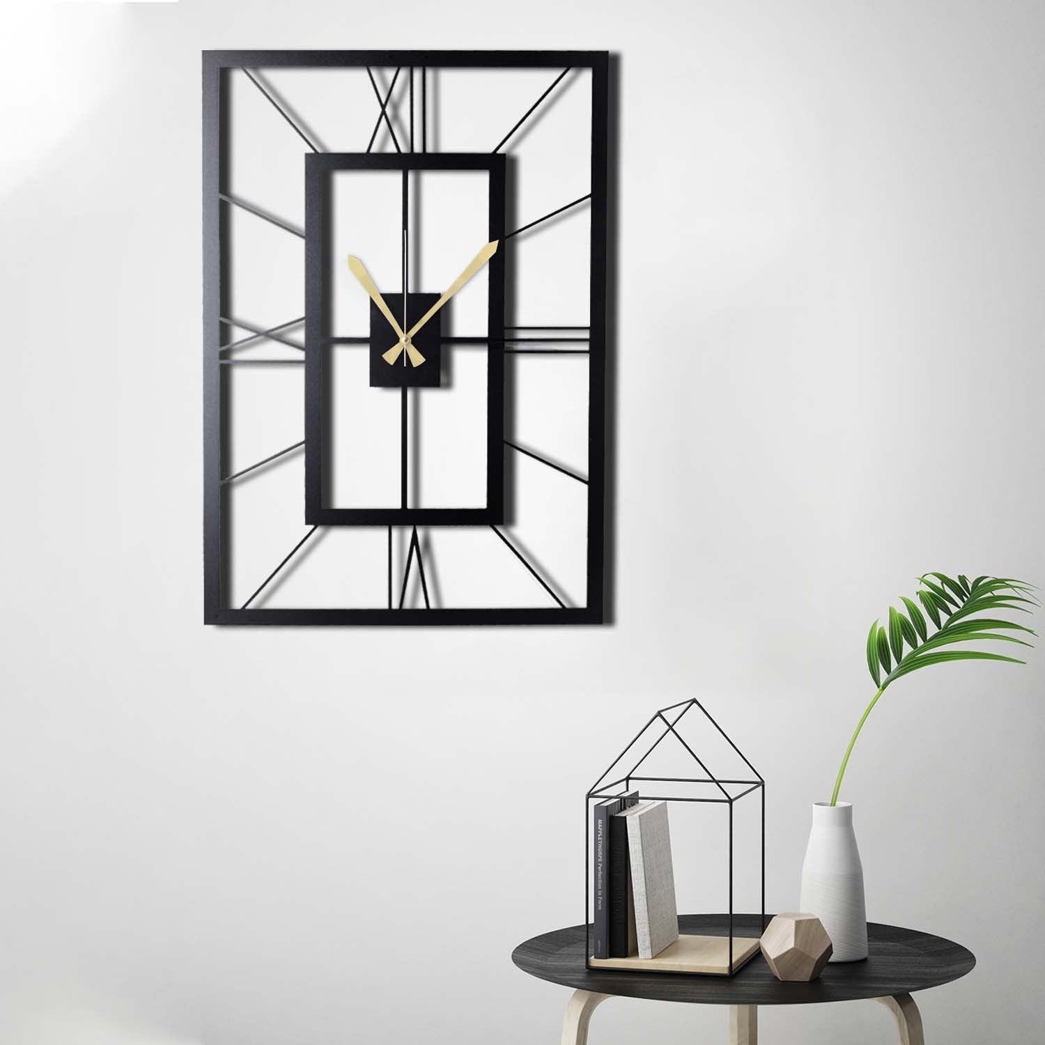 Ceas decorativ metalic de perete, November XL, Negru