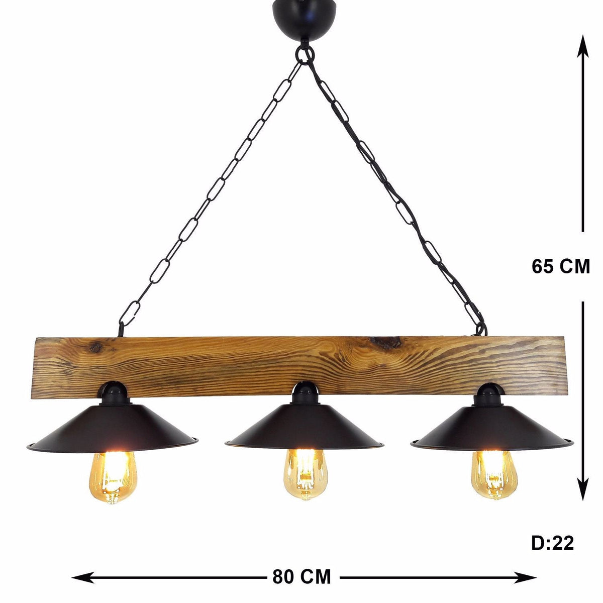 Candelabru, Üç Şapka Avize, Nuc / Negru