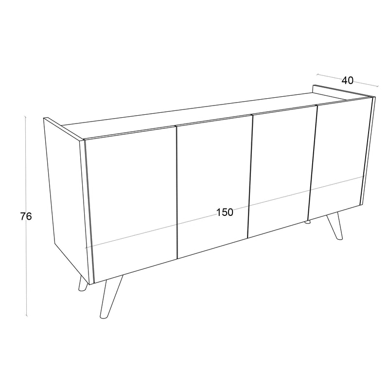 Comoda PETRA, alb, PAL melaminat, 150x40x68 cm