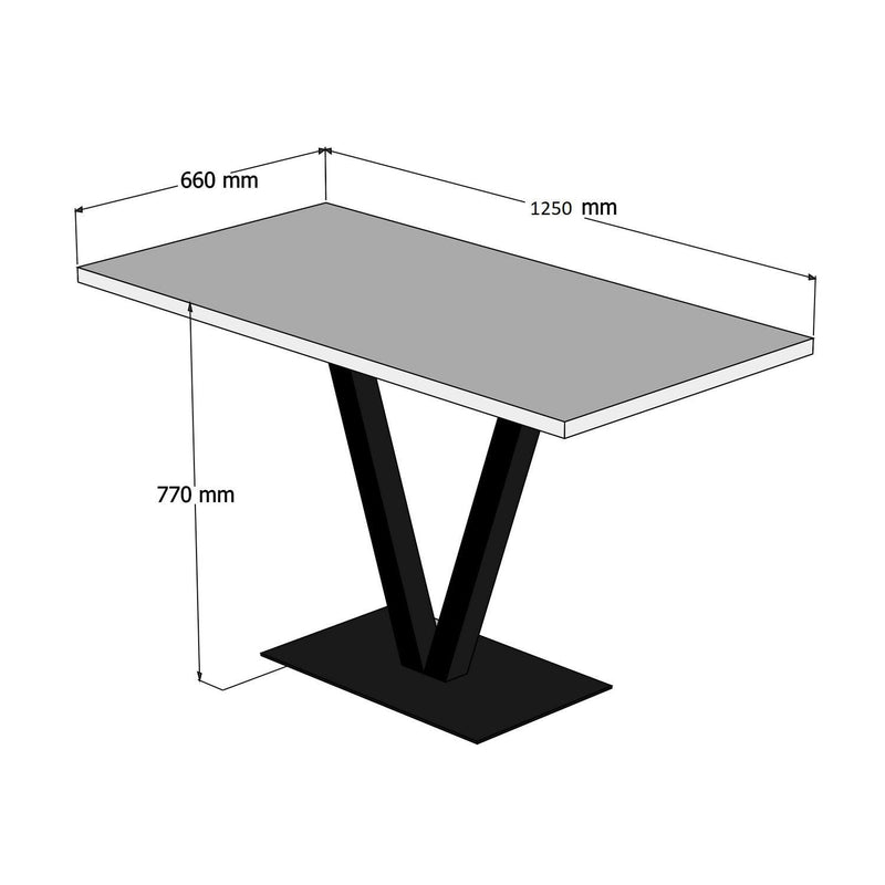 Masa SUN, nuc/negru, lemn de pin/metal, 125x66x77 cm