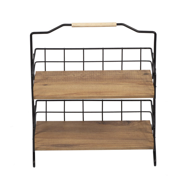 Etajera baie SHELF ELSE, stejar/negru, PAL melaminat/metal, 32x15x42 cm