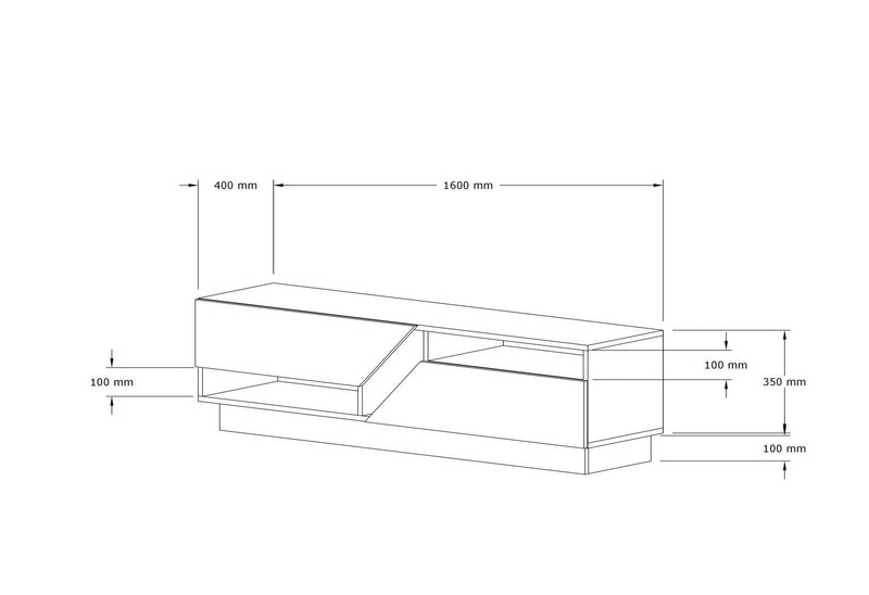 Comoda TV FRN-10058, stejar/alb, PAL, 160x35x60 cm