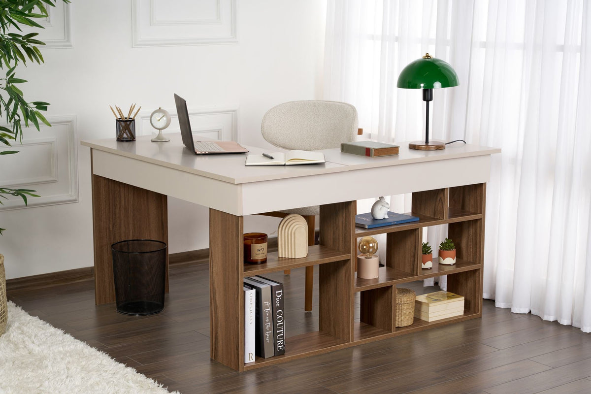 Birou, Vesper - Cashmere, Walnut, Cașmir / Nuc