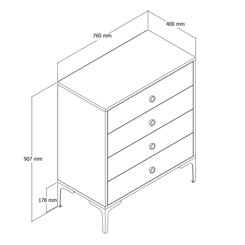 Comoda LIZBON 539, nuc/negru, PAL melaminat, 76x40x91 cm