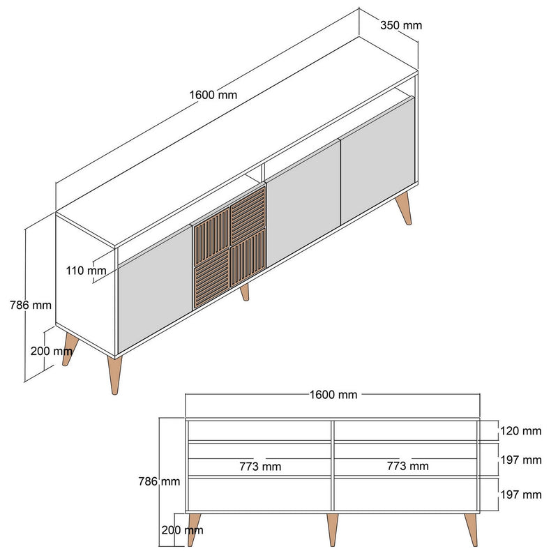 Comoda MILAN, nuc/gri antracit, PAL melaminat, 160x35x78 cm