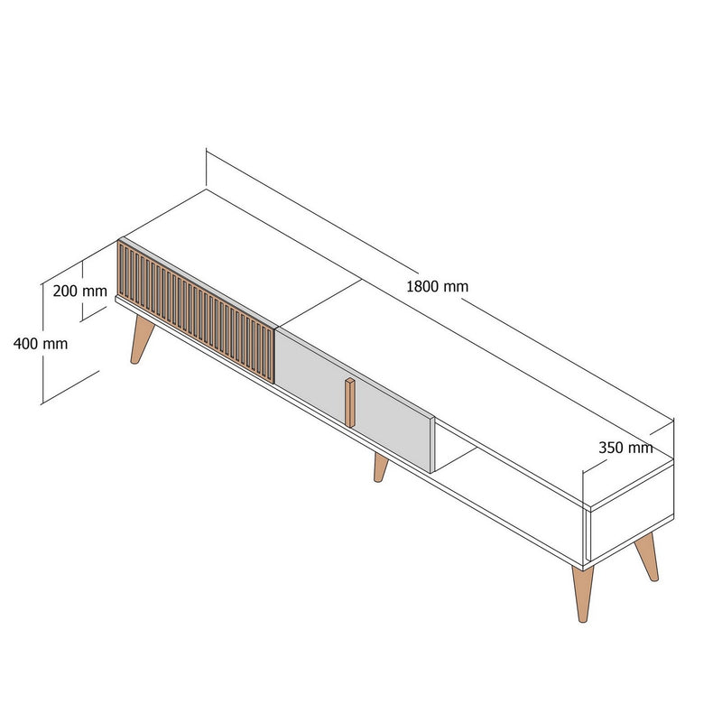 Comoda TV MILAN, nuc/bej, PAL melaminat, 180x35x40 cm