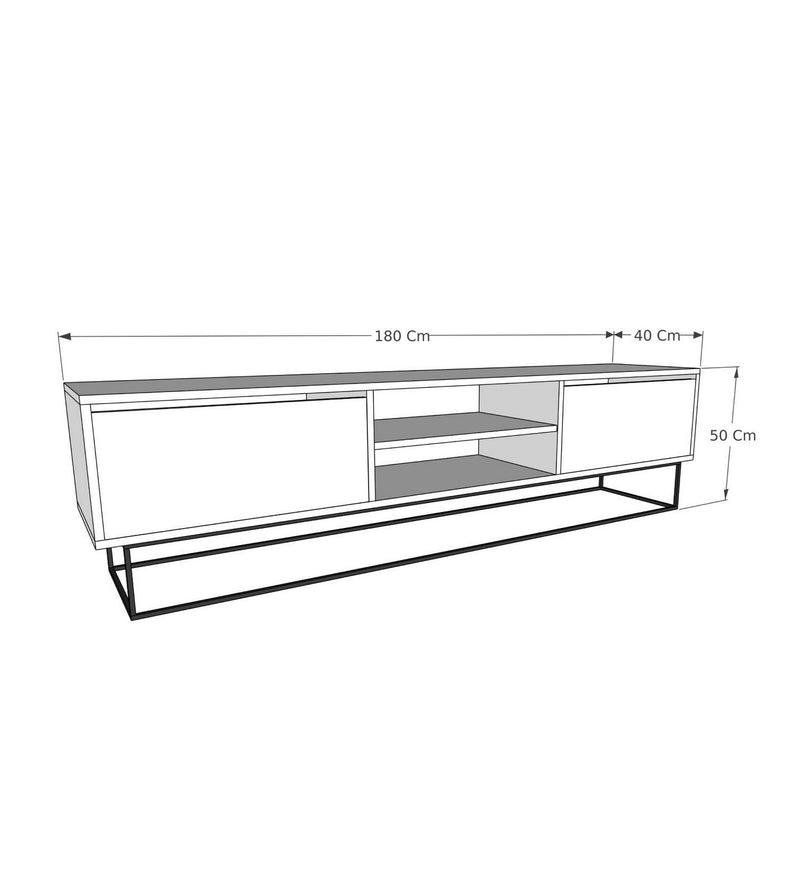 Comoda TV ESCAPE, bej cu efect de marmura/auriu, PAL melaminat/metal, 180x40x50 cm